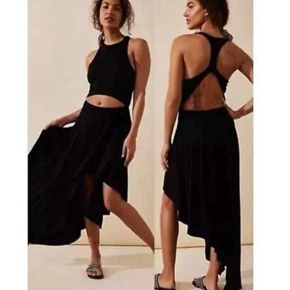 Free People Dresses & Skirts - Free People Bethany Midi Dress Cut-Out Asymmetrical Skirt.